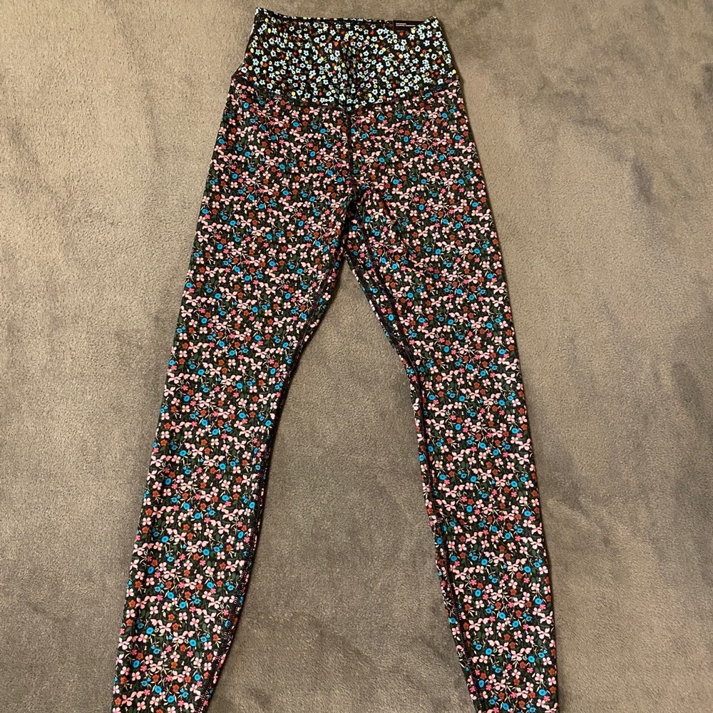 Nike Dri-Fit Floral Full Length Mid Rise Leggings Black Size Extra Small